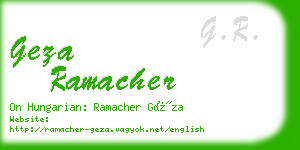 geza ramacher business card